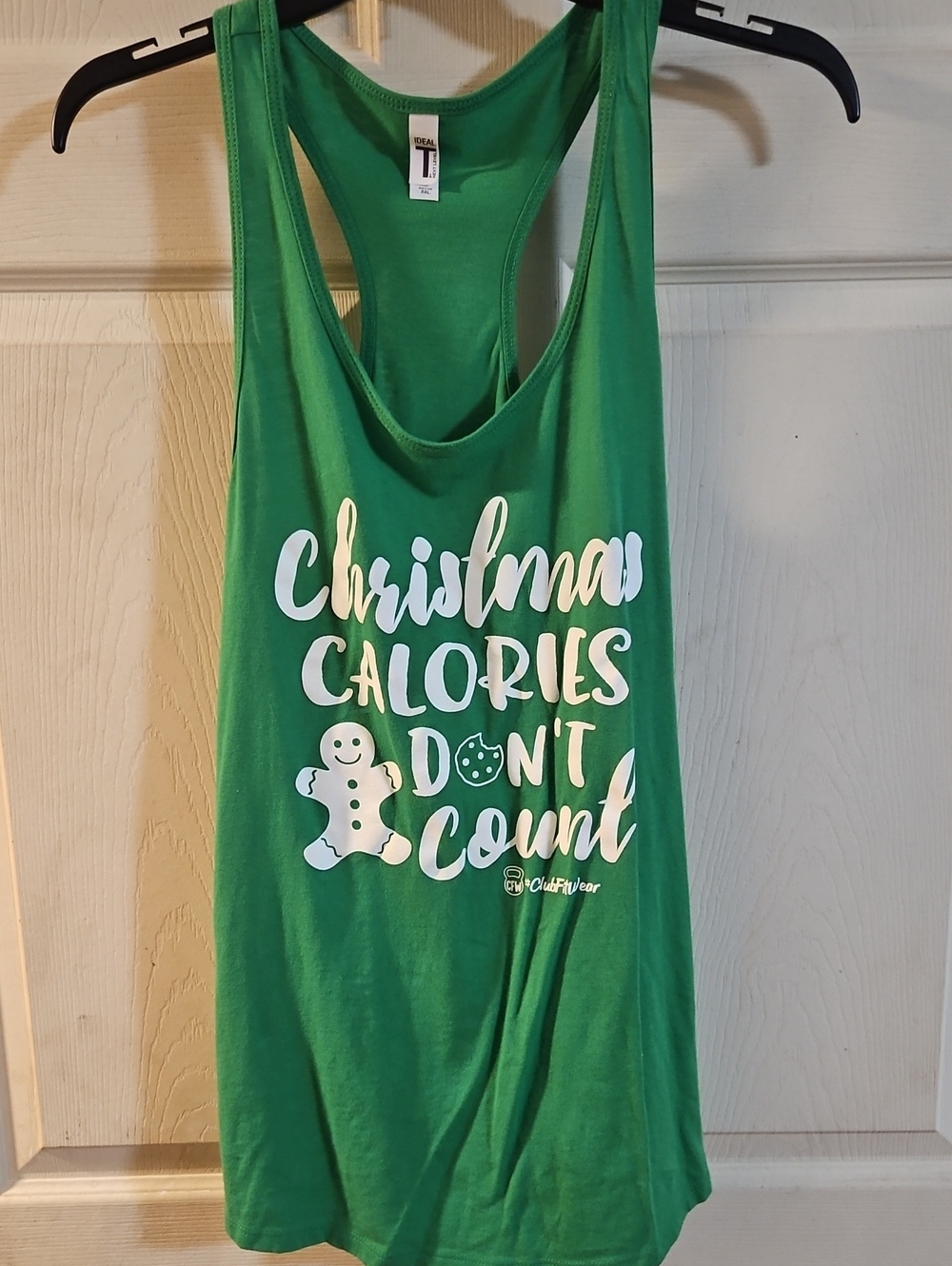 #CLUBFITWEAR CHRISTMAS CALORIES DON'T COUNT GREEN RACERBACK TANK: GUC: SIZE XXL